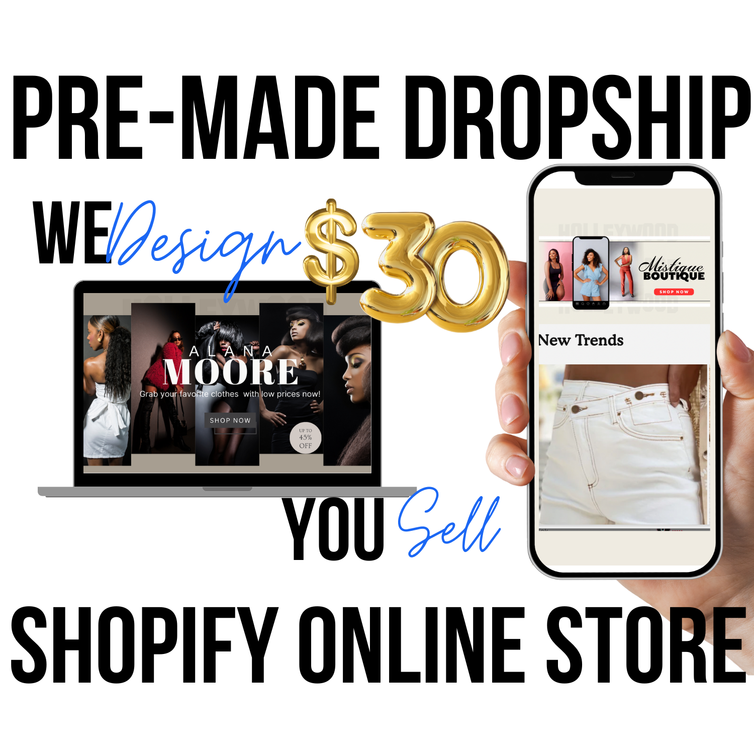 Ready To Sell- PreMade Dropshipping Store/Boutique