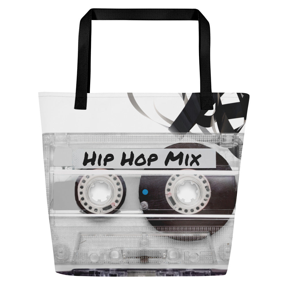 Cassette Tape All-Over Print Large Tote Bag