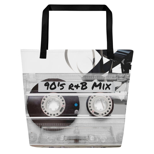 Cassette Tape All-Over Print Large Tote Bag
