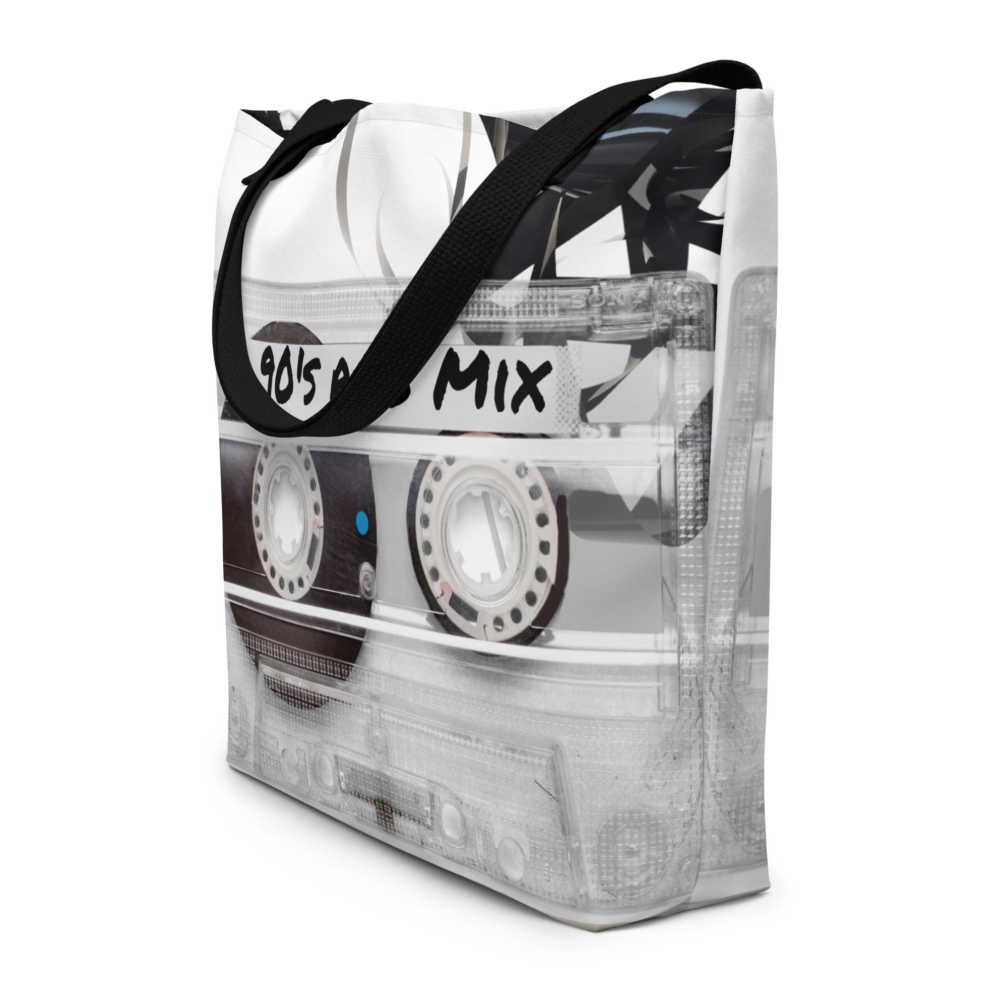Cassette Tape All-Over Print Large Tote Bag