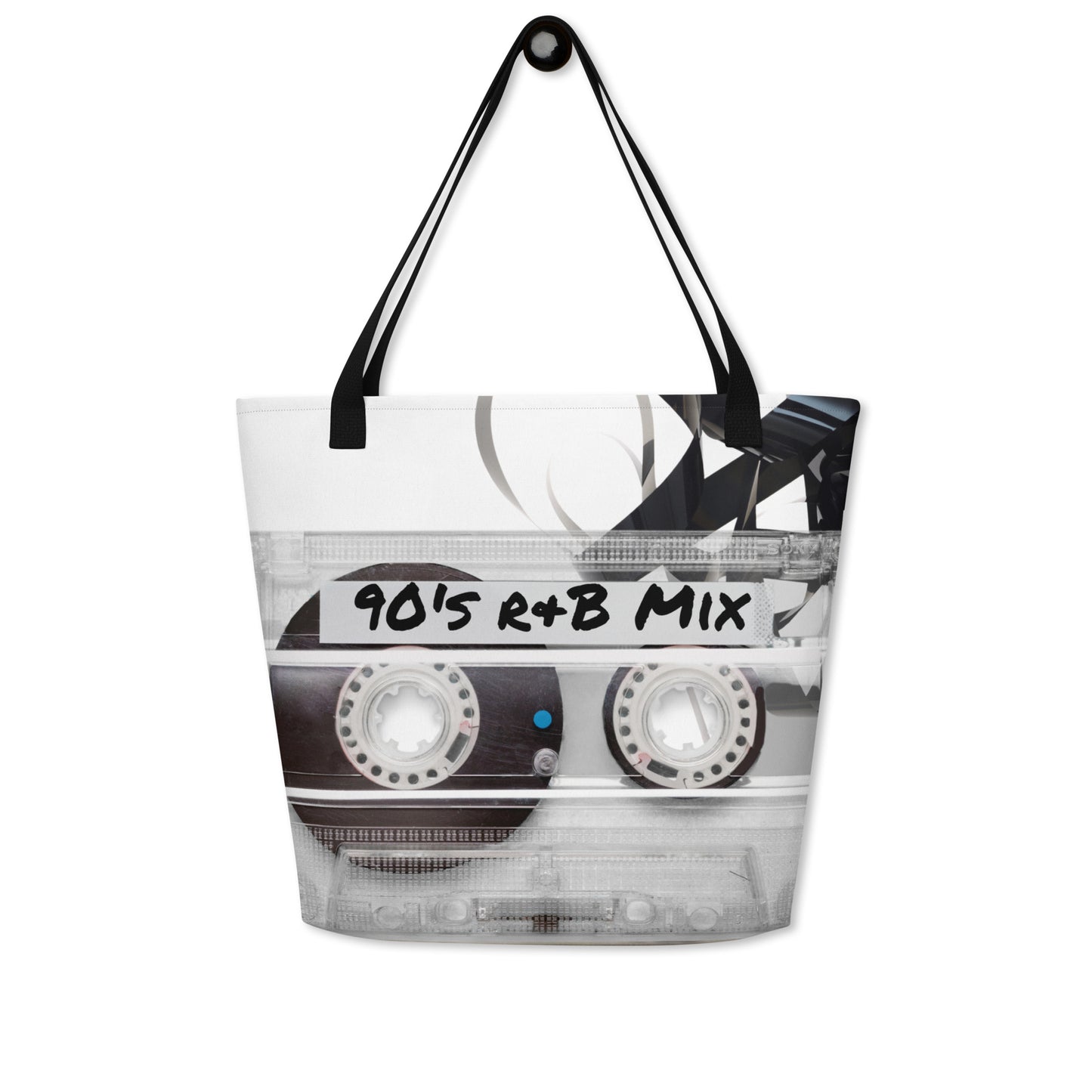 Cassette Tape All-Over Print Large Tote Bag