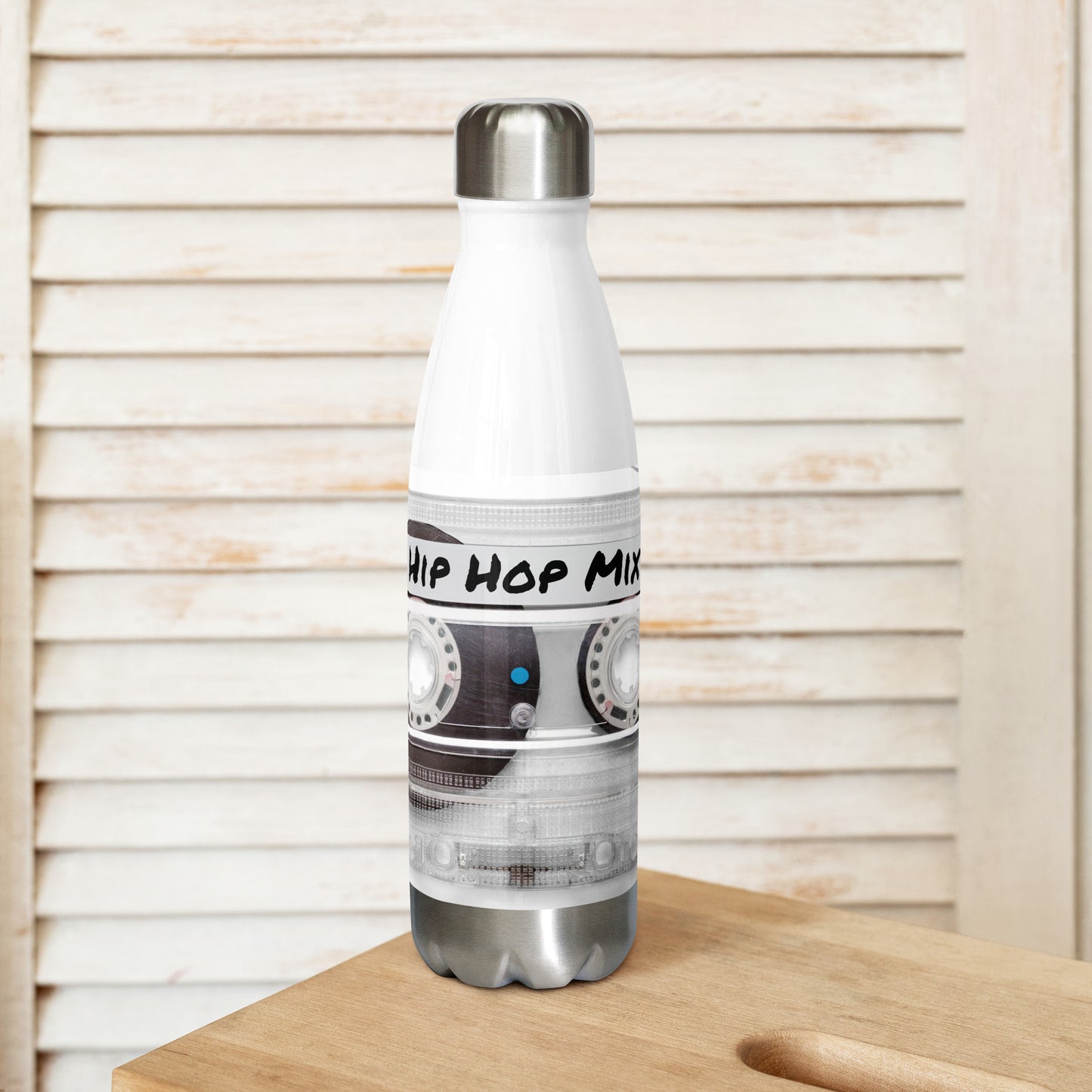 Hip Hop MixTape White Stainless steel water bottle