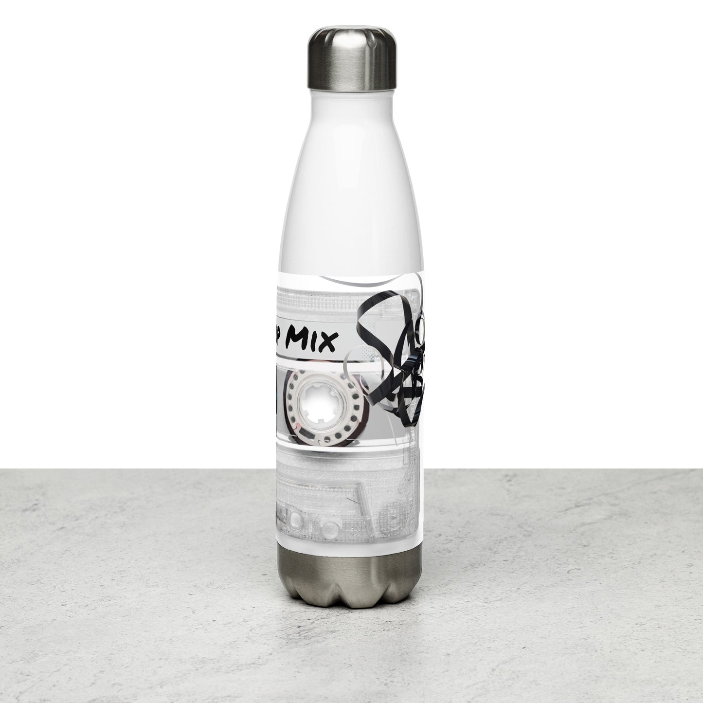 Hip Hop MixTape White Stainless steel water bottle