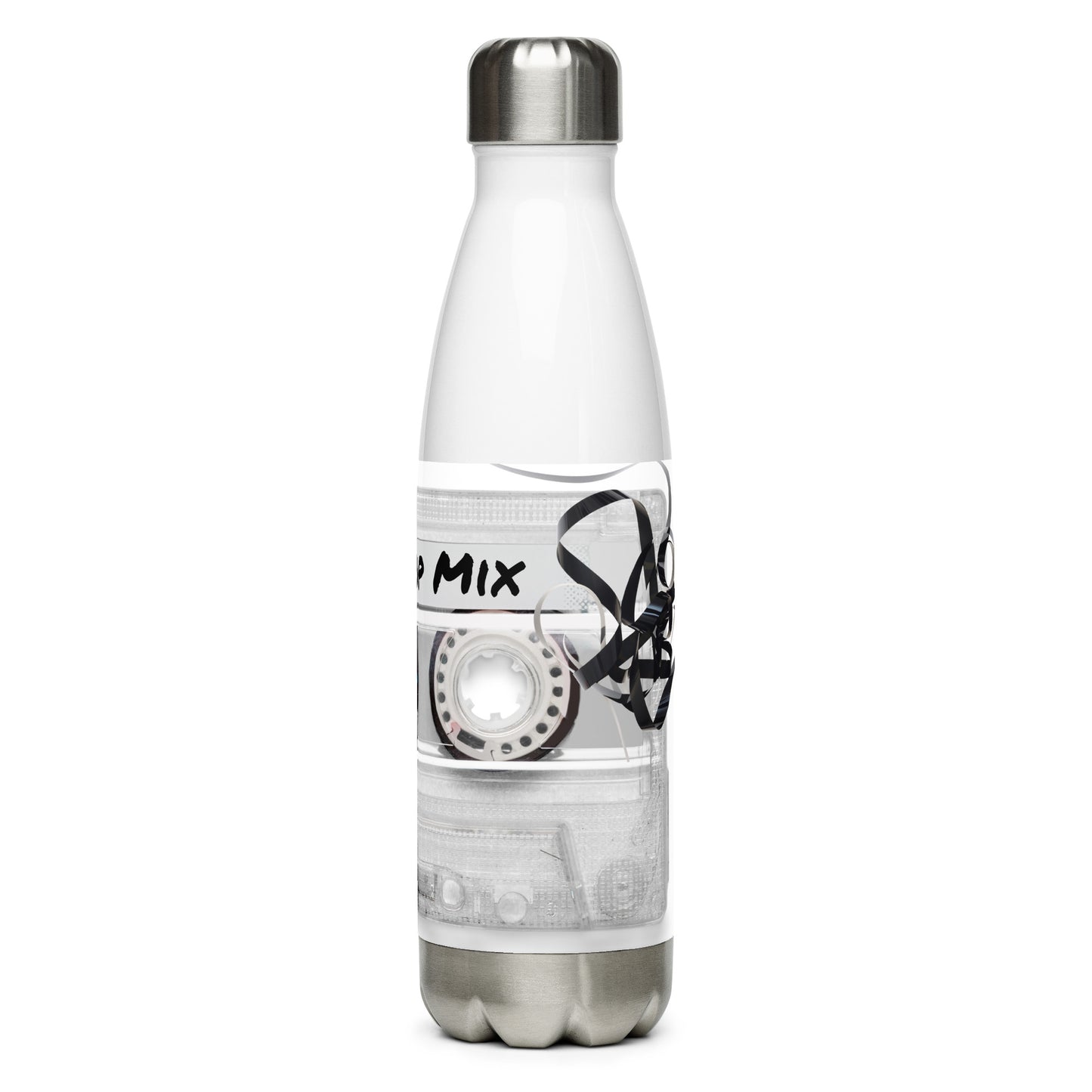 Hip Hop MixTape White Stainless steel water bottle