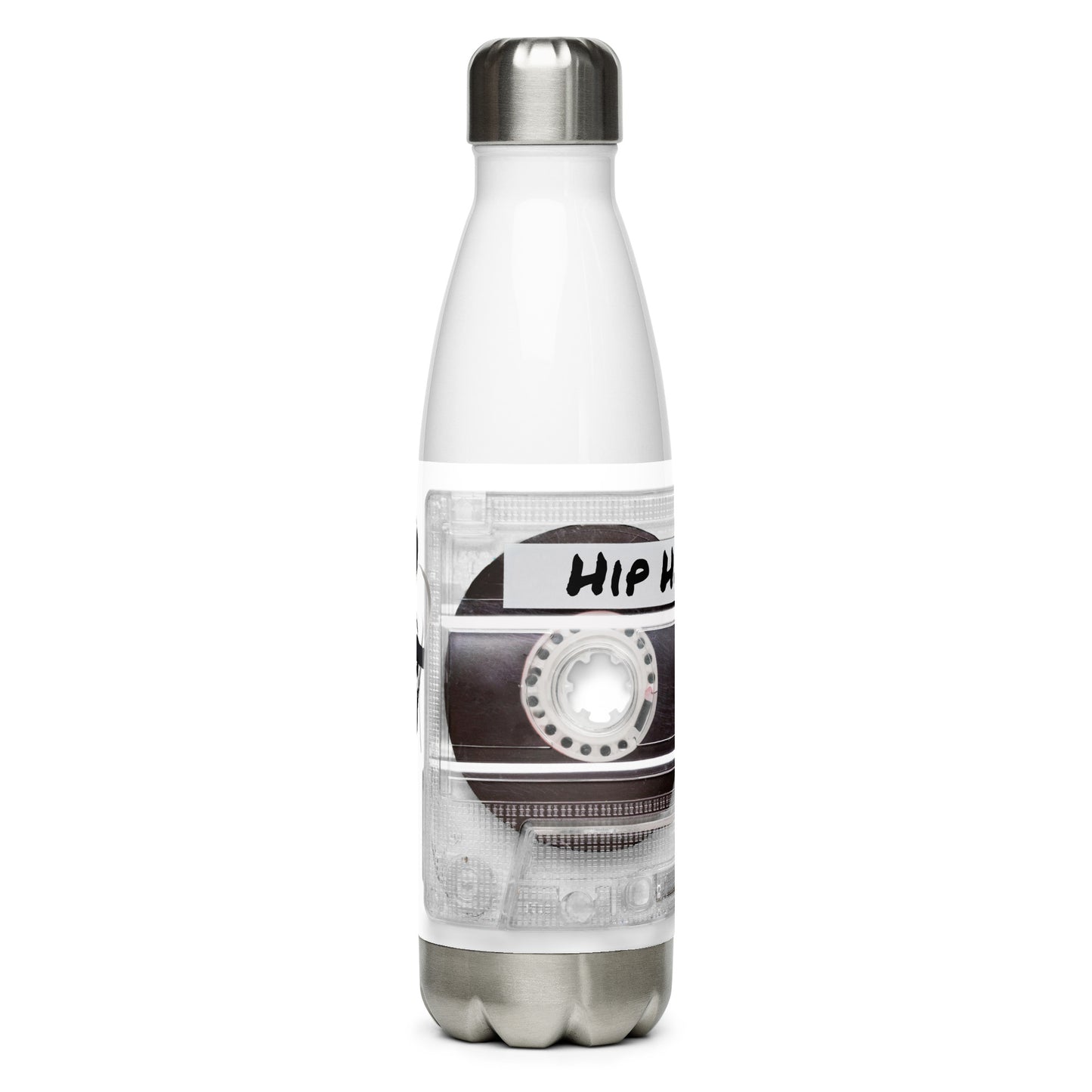 Hip Hop MixTape White Stainless steel water bottle